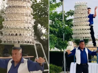 Ρεκόρ Γκίνες από 62χρονο Κύπριο – Χόρεψε με 319 ποτήρια στο κεφάλι