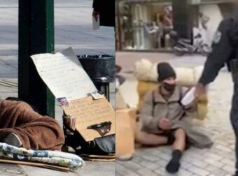 Καλύτερο από το να χτυπάς κόσμο:  Αστυνομικοί αγόρασαν παπούτσια και κάλτσες σε άστεγο στο κέντρο της Αθήνας