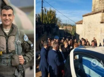 «Πέταξε στους αιθέρες»: Σε κλίμα βαθιάς οδύνης η κηδεία του επισμηναγού Επαμεινώνδα Κωστέα – Τραγικές φιγούρες η γυναίκα και οι γονείς του (Video)